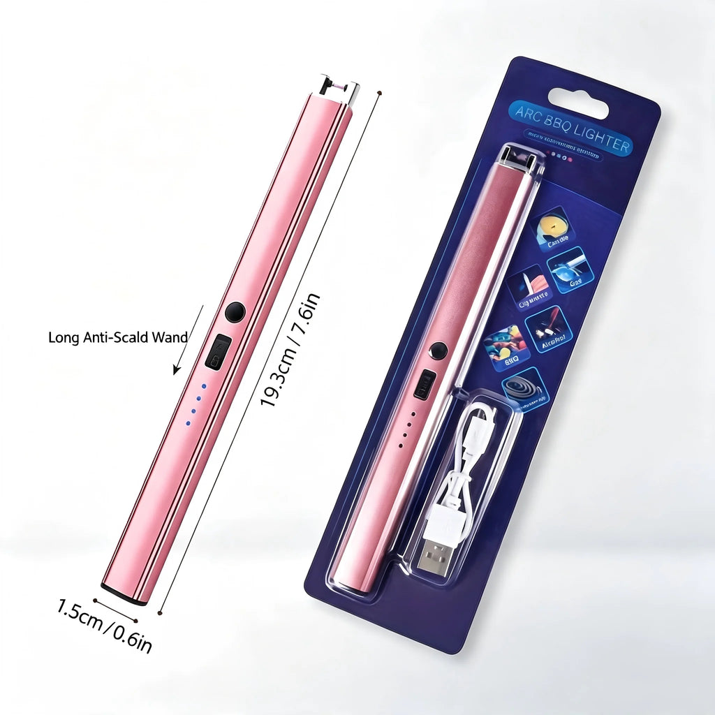 1Pc Rechargeable Candle Lighter, Dual Arc Pulse Igniter Wind Resistant, Visual Power Display, Kitchen Aroma Candle Daily Use, Random Color