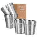 4 Pack Stainless Steel Cups 6 oz Double Wall Metal Glasses Reusable Water Cup Camping Mugs for Home Outdoor Mug