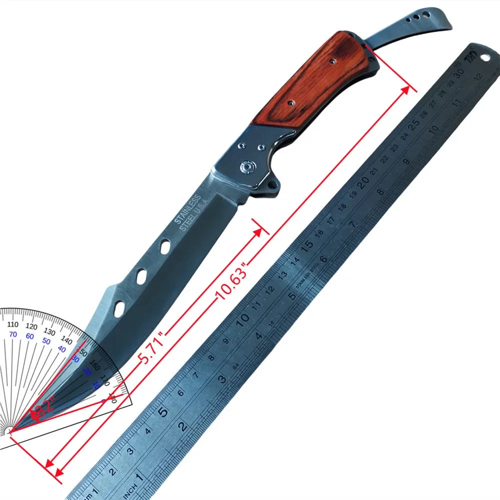 Outdoor Folding Knife, Tri-fold Knife with Nylon Sheath, Suitable for Outdoor Camping, Wilderness Exploration