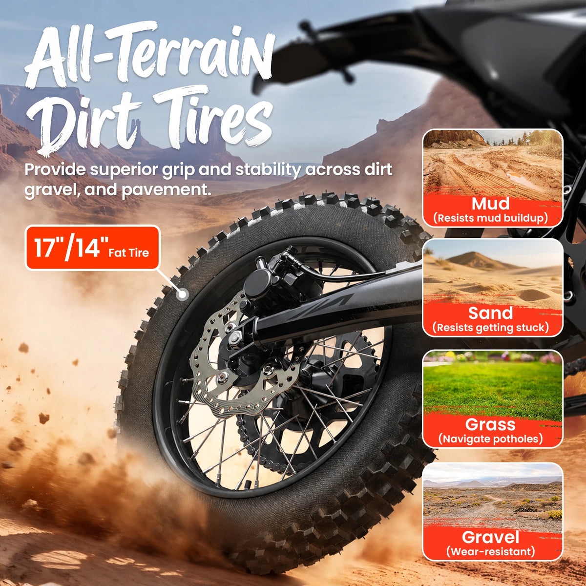 QRONGE X1 Spark L Electric Dirt Bike, 4500W Peak Electric Bicycle, 60V 28.8Ah Up to 50MPH & 60 Miles Electric Motorcycle, Full Suspension 17"/14" Off-Road Tires, 1-Year Warranty, Macgyverzoutpost