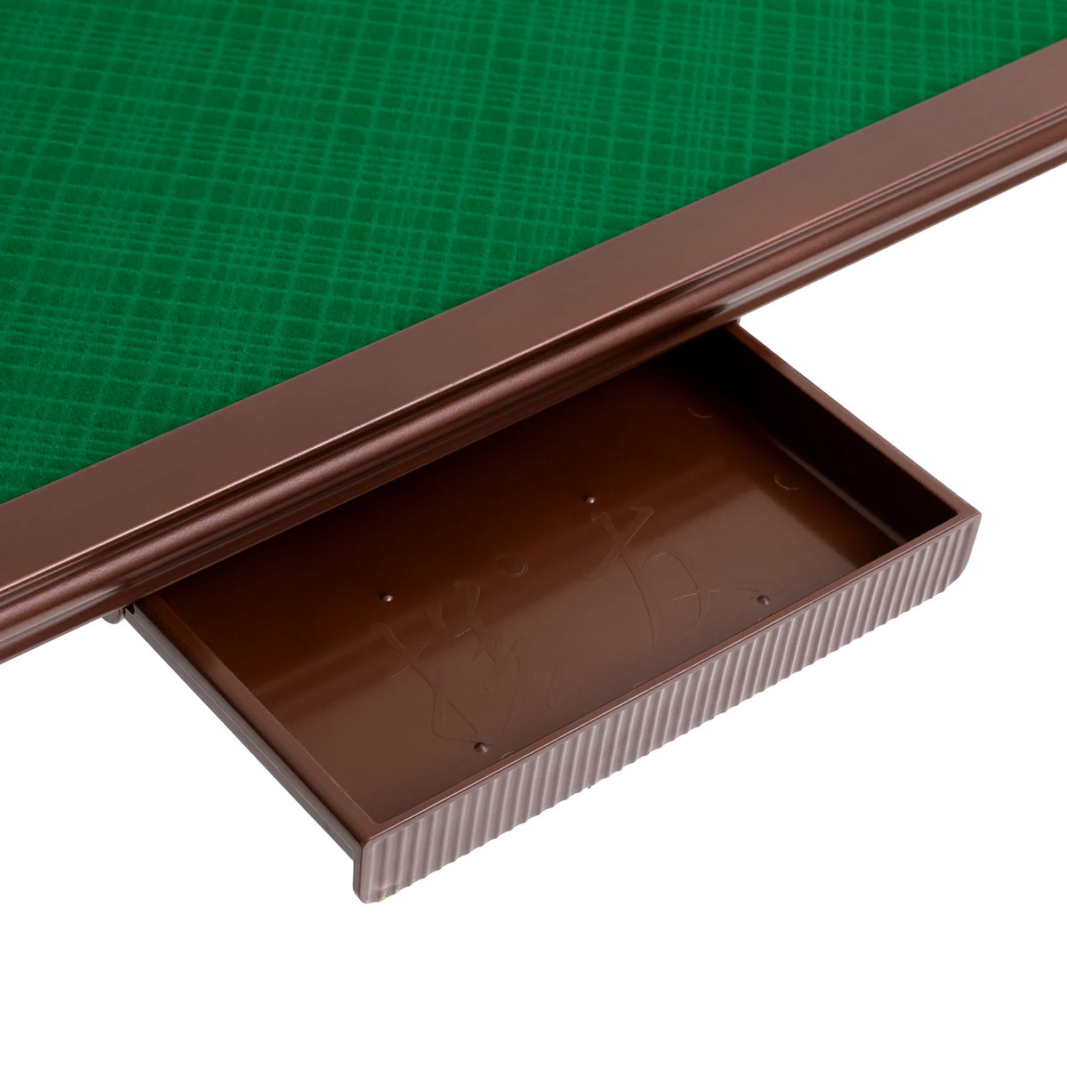 Foldable Square Mahjong Table Wood Board Velvet Desktop Q195 Plastic Steel Frame 150KG Load Noise Reduction Anti-slip Table Leg Rounded Safe Corners Built-in 4 Cup Holders & 4 Hidden Storage Drawers Raised Anti-slip Edge Port
