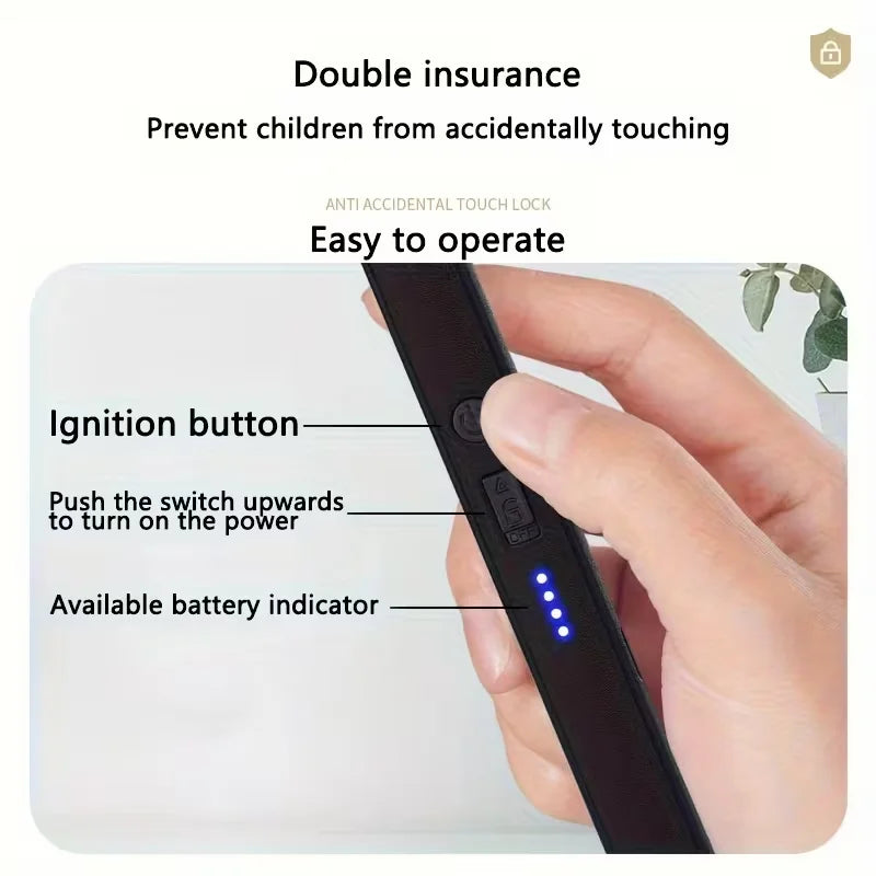 1Pc Rechargeable Candle Lighter, Dual Arc Pulse Igniter Wind Resistant, Visual Power Display, Kitchen Aroma Candle Daily Use, Random Color