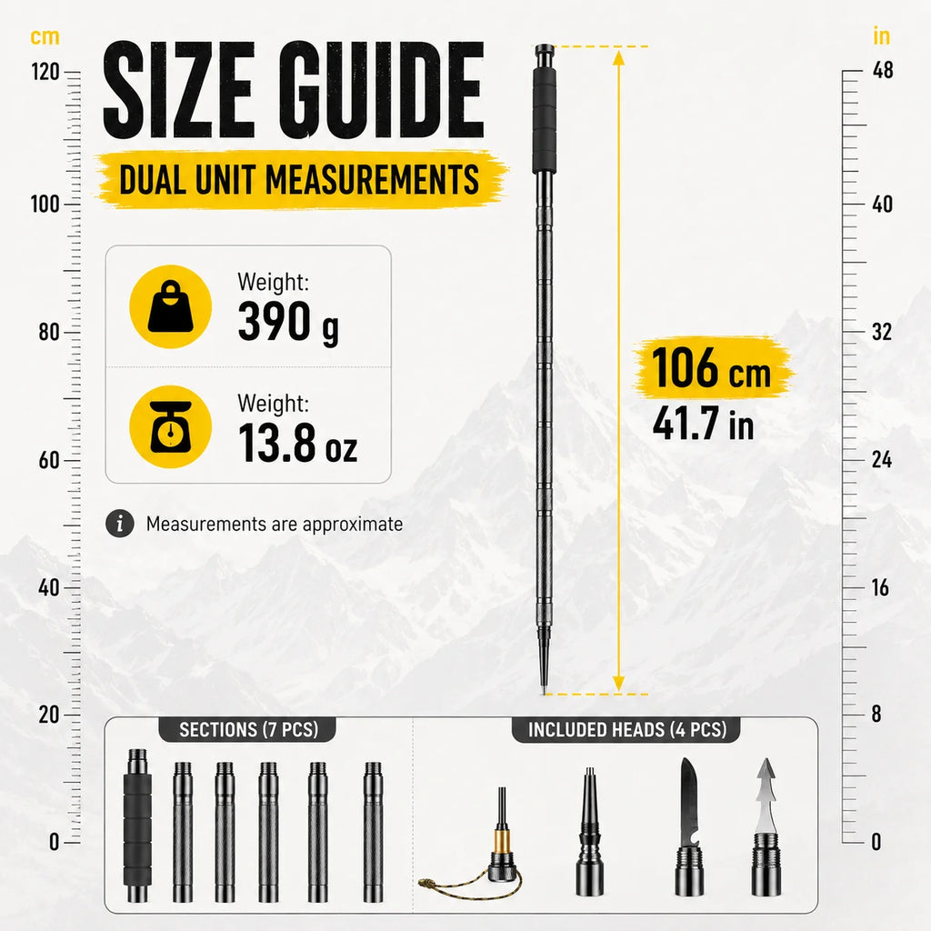 Adjustable 106CM Outdoor Walking Stick, Telescopic Lightweight Hiking Trekking Pole, Non Slip Comfort Grip Travel Camping Equipment, Durable Portable Climbing Support Tool for Outdoor Adventures & Daily Walks