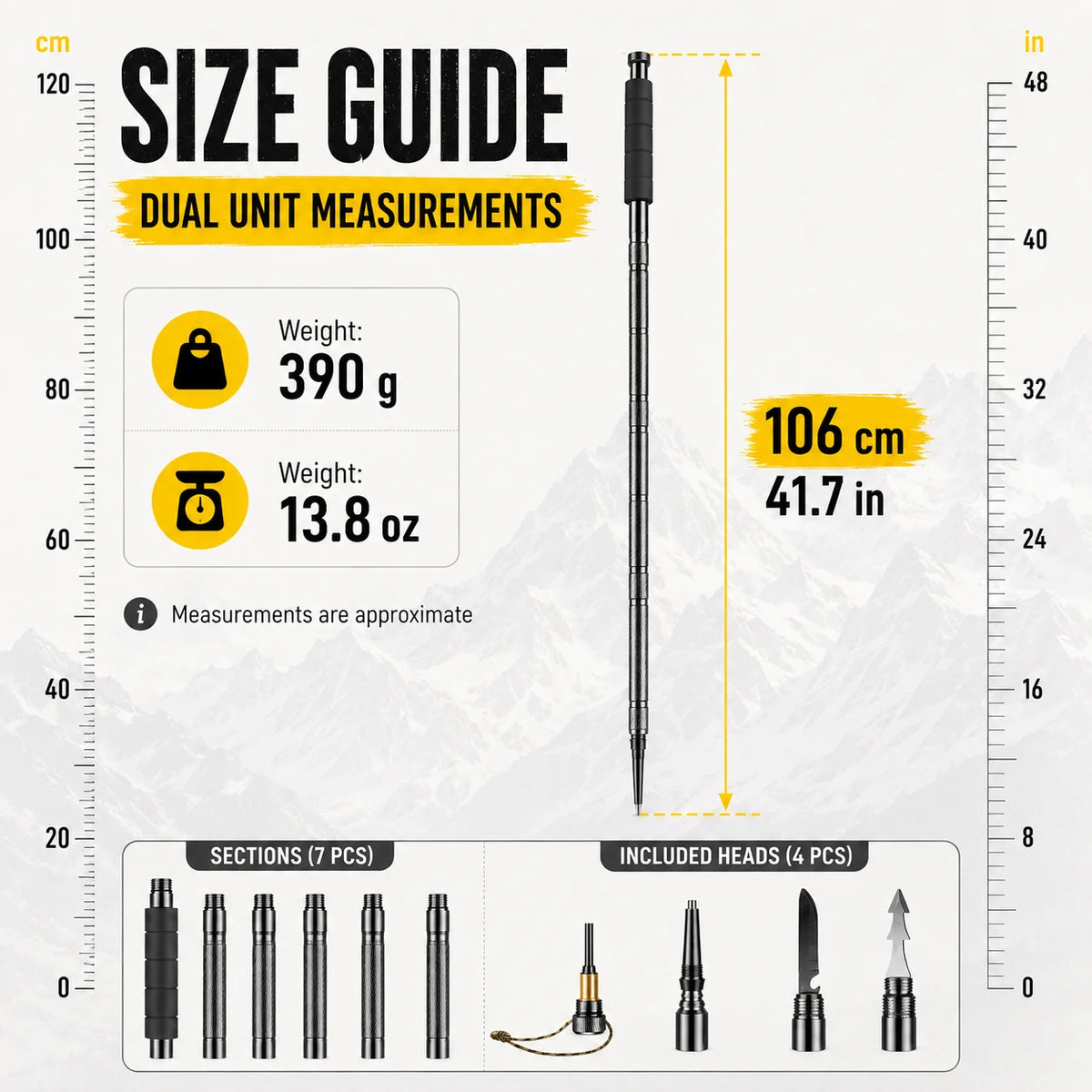 Adjustable 106CM Outdoor Walking Stick, Telescopic Lightweight Hiking Trekking Pole, Non Slip Comfort Grip Travel Camping Equipment, Durable Portable Climbing Support Tool for Outdoor Adventures & Daily Walks