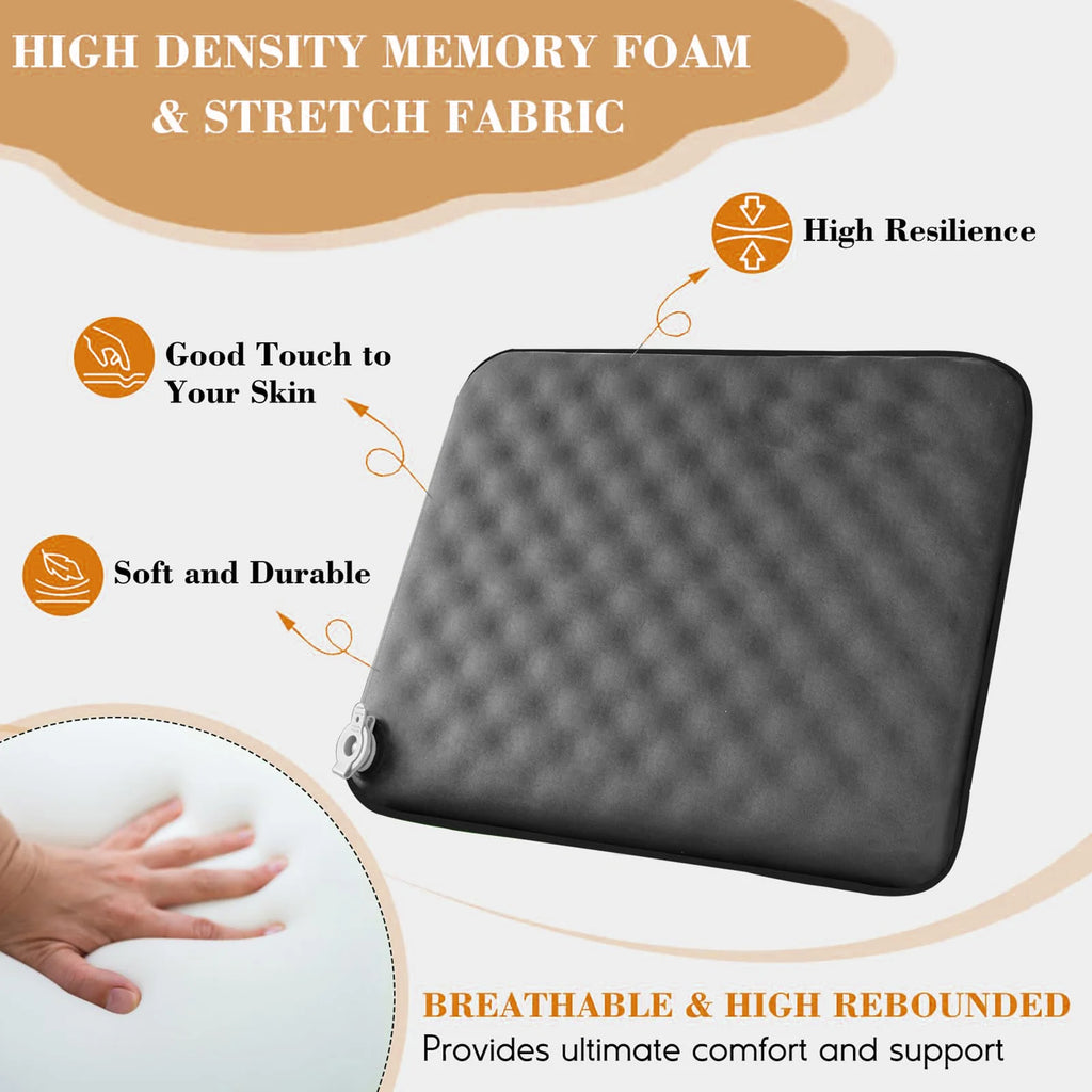 Portable Self Inflating Seat Cushion 5 Seconds Auto Inflate Camping Pad with Memory Foam Lightweight Travel Pillow for Outdoor - Macgyverzoutpost