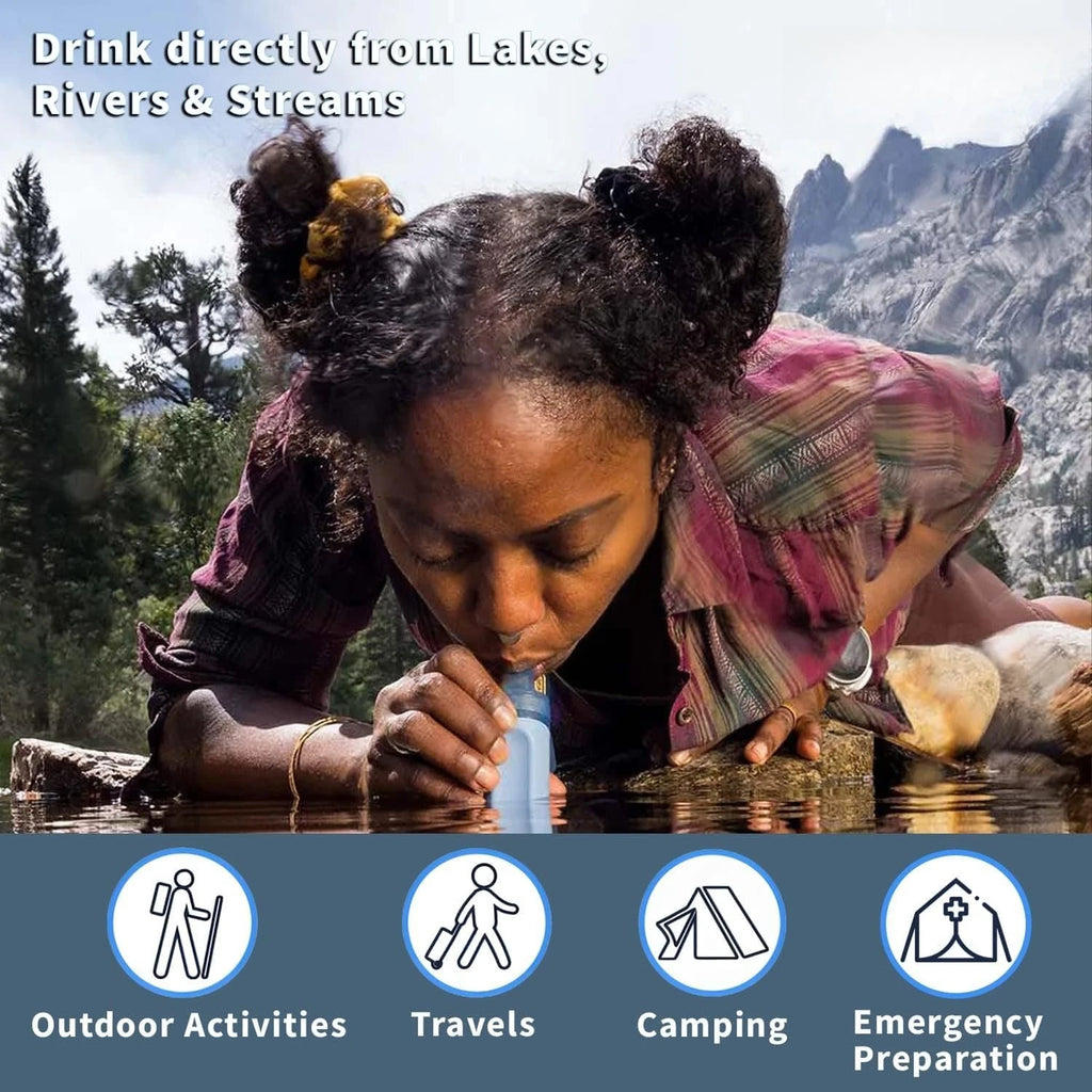 1 Pack Mountain Blue Portable Personal Water Filter Straw Outdoor Water Purifier F