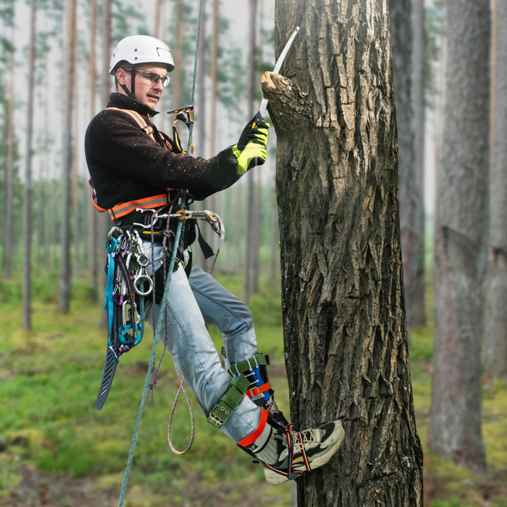 Tree Climbing Spikes Kit w/Safety Harness Gloves Double Teeth Tree Climbing Gear Climber Arborist - Macgyverzoutpost