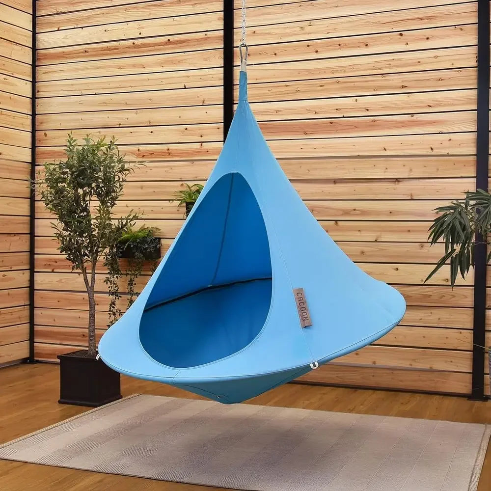 Cozy Polyester Swing Chair - Indoor/Outdoor Hammock with 440 lb Capacity, 18ft Rope & Carabiner (Turquoise)