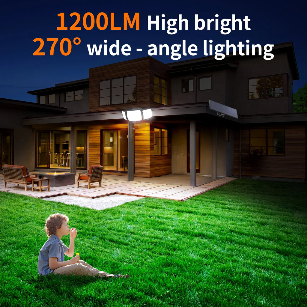 Intelamp Top Brand Long Life 4000Mah Outdoor Solar Led Lights Spotlight Large Solar Panel With 3 Modes Two Motion Sensors Security Flood Light For Garden Yard Garage - Macgyverzoutpost