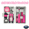 Pink Tool Set  | 24-Piece CR-V Alloy Steel Car Repair Tool Kit | Includes l Wrenches/Pliers/Screwdrivers