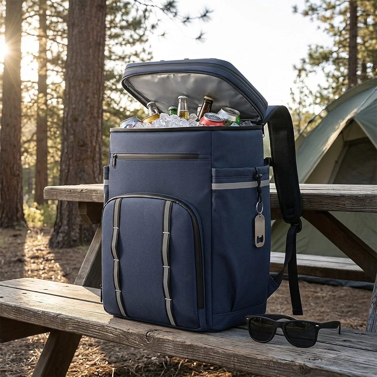 Zoyiancy Blue Large Soft Cooler Bag Holds 45 Cans, 41L Insulated Cooler Backpack, Water-Resistant Lunch Backpack for Travel, Outdoor Camping, Hiking & Picnics
