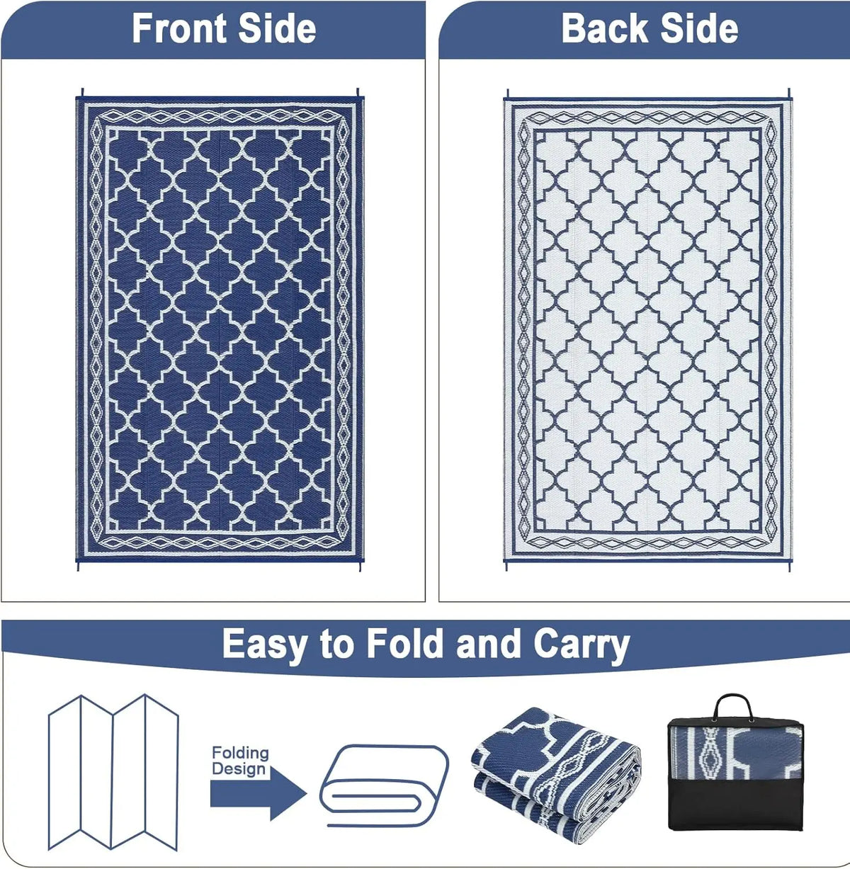 10x20 Outdoor Rug – Waterproof Foldable Reversible Plastic Straw Carpet, Large Area Mat for RV,