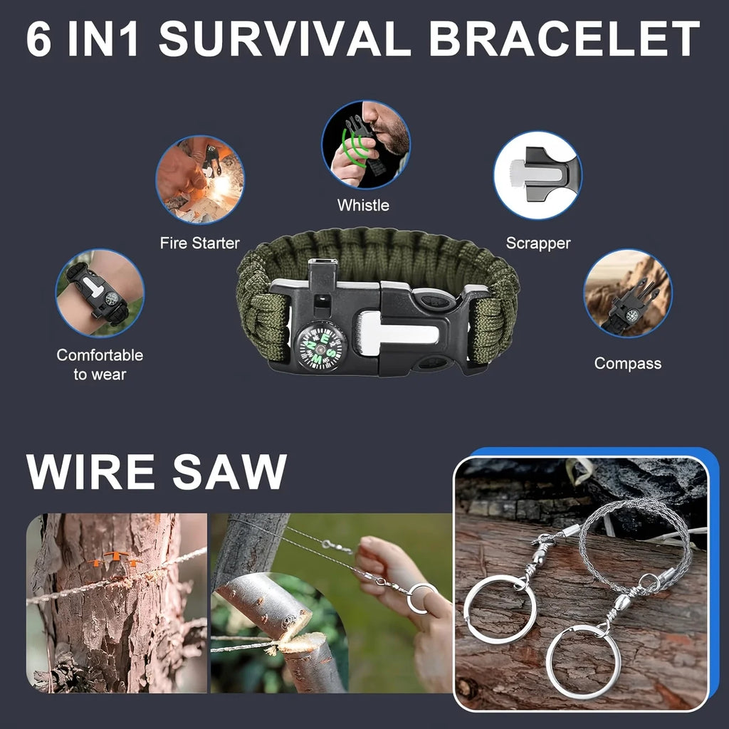 28-in-1 Survival Gear Set Tactical Tools Outdoor Camping Hunting Fishing Essential Kit