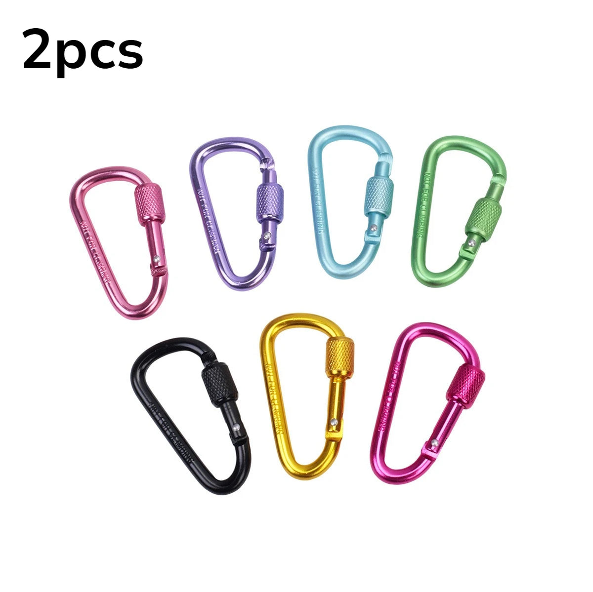 2pcs Outdoor Aluminum Alloy Carabiner Hanging 6th Key Chain Backpack Buckle D-type Wind Rope Buckle with Lock Camping Gear - Macgyverzoutpost