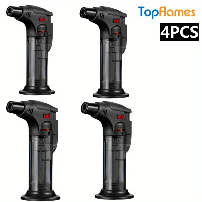 4PCS Butane Torch Lighter Portable Windproof Jet Flame Lighter for Outdoor Camping Barbecue Fireplace Candles Cooking