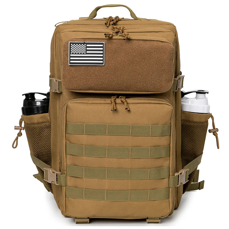 Men 45L Molle Tactical Rucksack, Outdoor Hiking Survival Backpack, EDC Gym Hunting Bag With Water Bottle Holder - Macgyverzoutpost