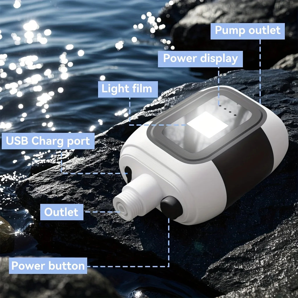 2-in-1 Outdoor Portable Shower, handheld pump with filter, hose, nozzle, suction cup, hook and USB cable,
