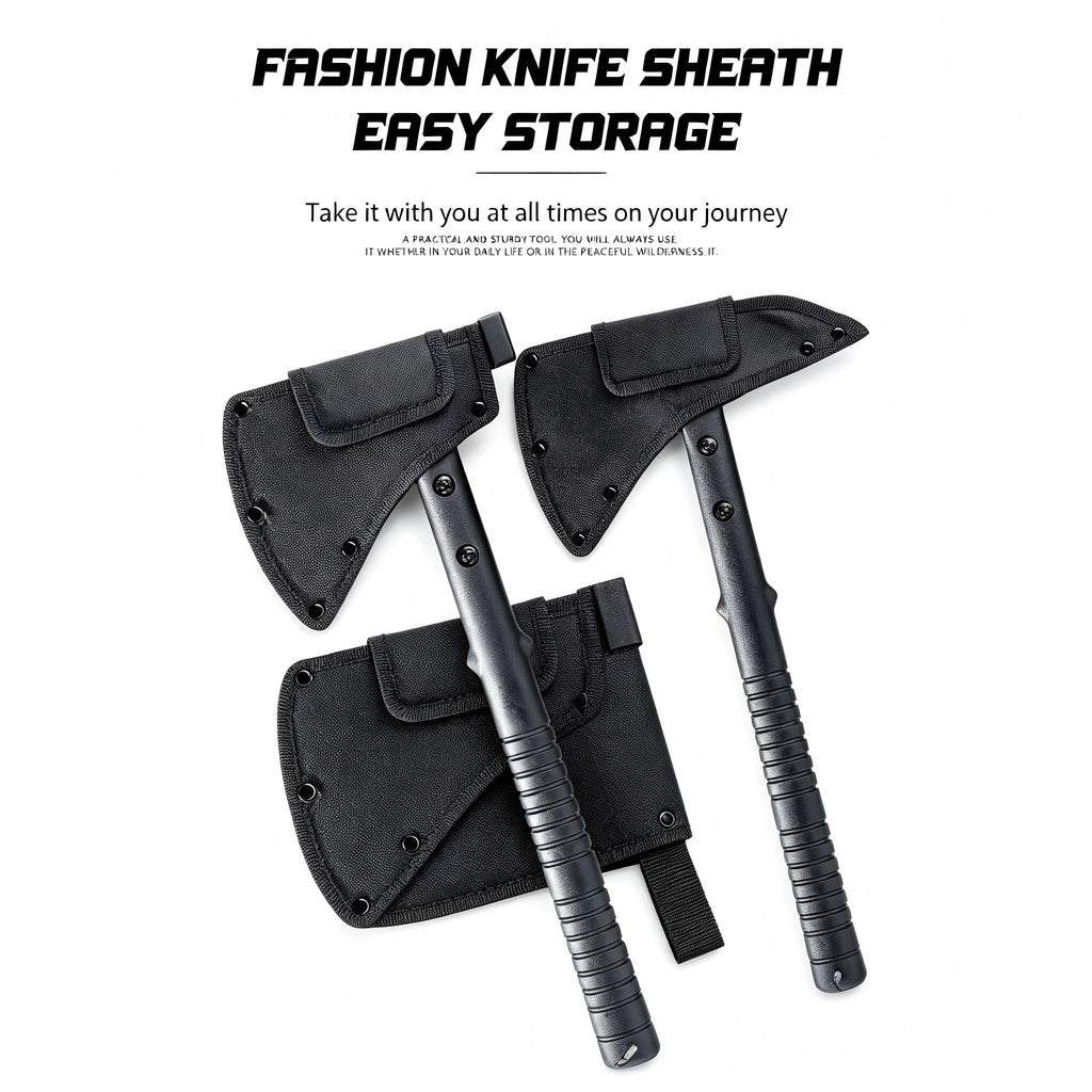 Multifunctional Camping Hatchet Non Slip Grooved Handle Portable Hand Axe With Protective Nylon Sheath Lightweight Outdoor Cutting Tool For Camping Firewood Cutting Hiking Backpacking