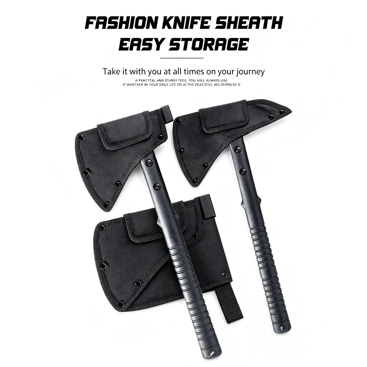 Multifunctional Camping Hatchet Non Slip Grooved Handle Portable Hand Axe With Protective Nylon Sheath Lightweight Outdoor Cutting Tool For Camping Firewood Cutting Hiking Backpacking