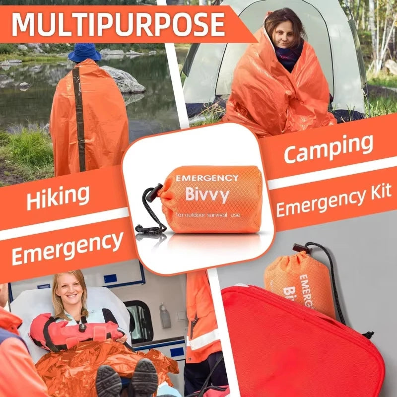 Emergency Sleeping Bag Survival Blanket Thermal Mylar Bivy Sack Lightweight Waterproof Portable Shelter For Camping Hiking - Macgyverzoutpost