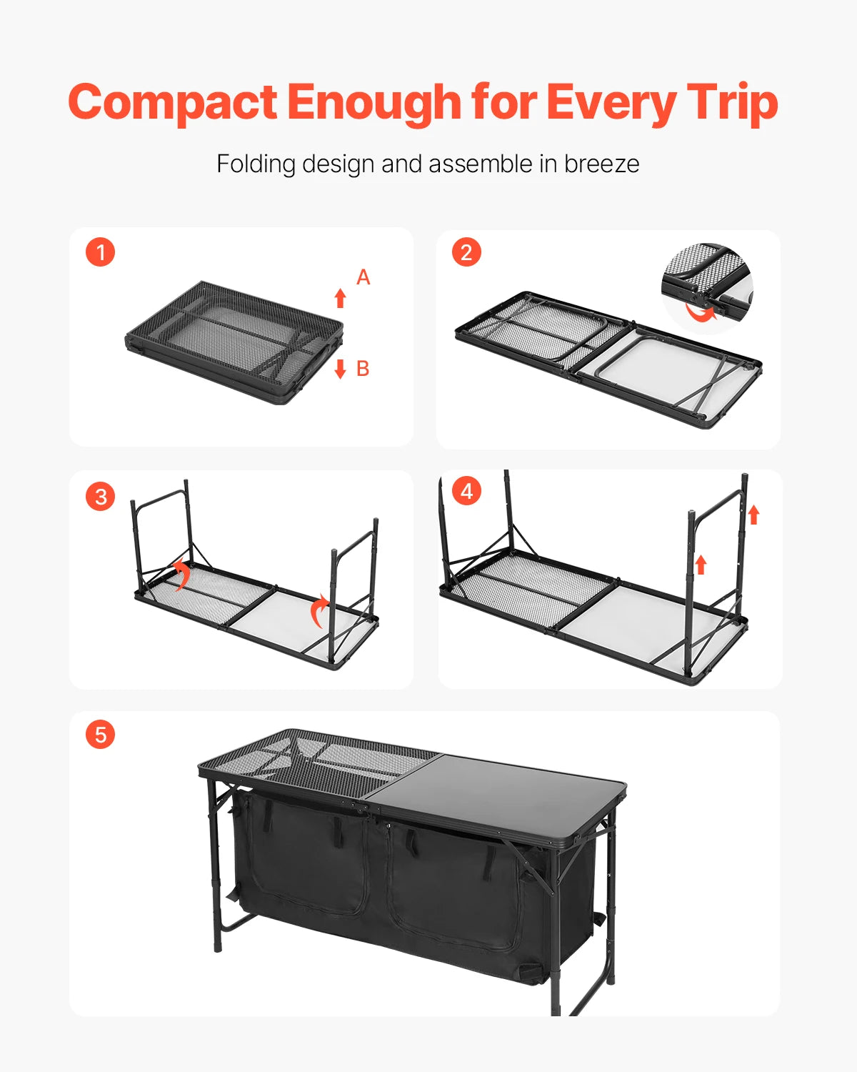 SucceBuy Camping Kitchen Table Outdoor Cooking Table Aluminum Lightweight Portable Cook Station - Macgyverzoutpost