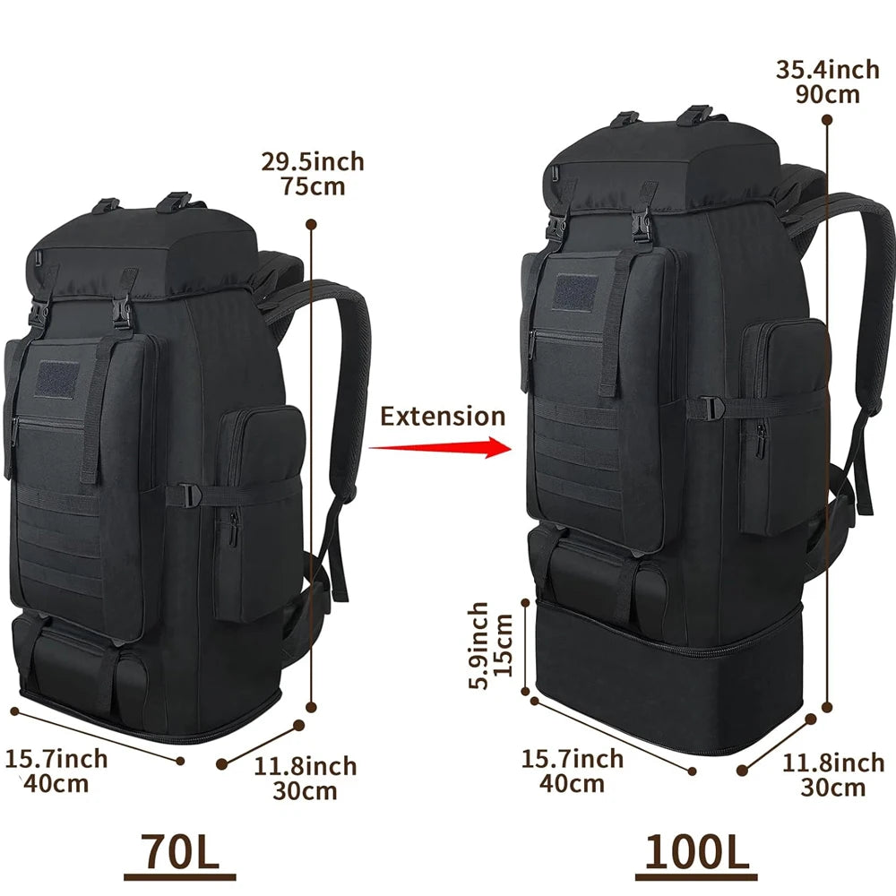 1pc 90L Hiking Daypack Backpack Expandable Waterproof Rucksack Camping Outdoor Sport Traveling Large Capacity - Macgyverzoutpost