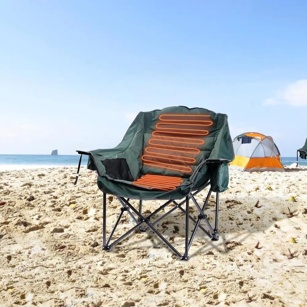 Insulated Warm Chair for Camping with Cooler & Side Pocket, Heavy Duty, Portable Power Supply
