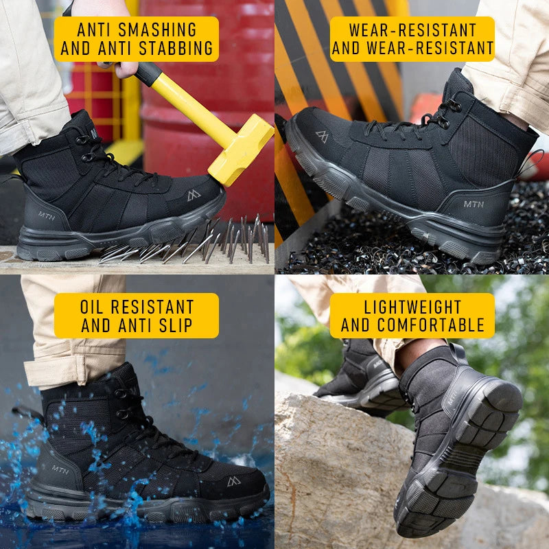 All Seasons Steel Toe Sneakers for Women Men Full Sizes Impact Resistant Steel Toe Cap Work Shoes Lightweight Comfortable Industrial Safety Shoes Wear Resistant Durable Construction Footwear