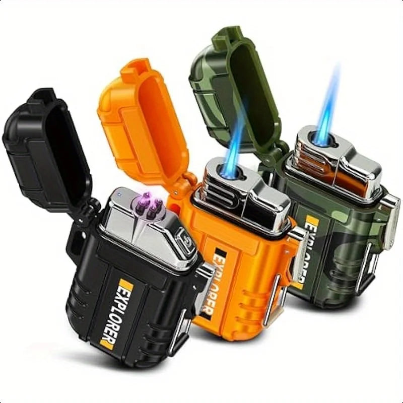 Usb Electric Lighter Rechargeable Butane Gas Refill Waterproof Windproof Lighter For Candle Camping Survival Tactical Gear Men