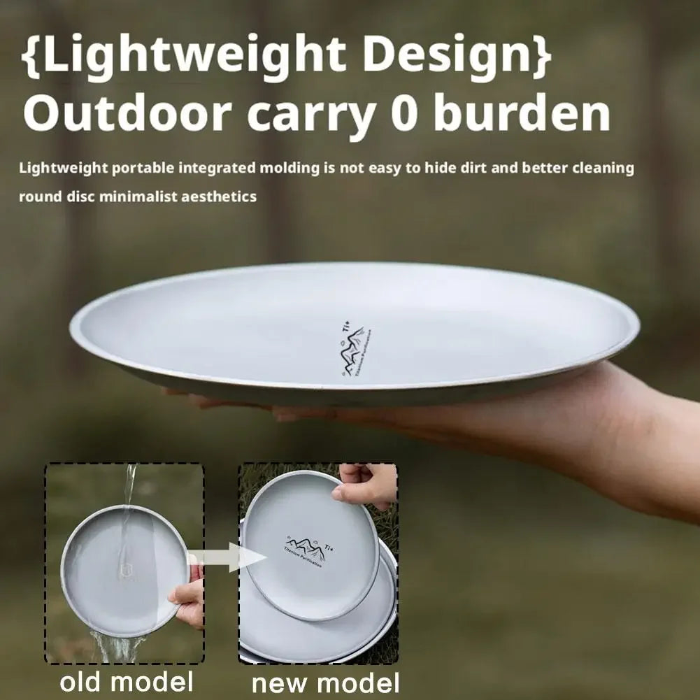 Camping Ultra Lightweight Titanium Camping Plate | Stackable Outdoor Dining Tableware | For Backpacking Hiking Picnic Barbecue - Macgyverzoutpost