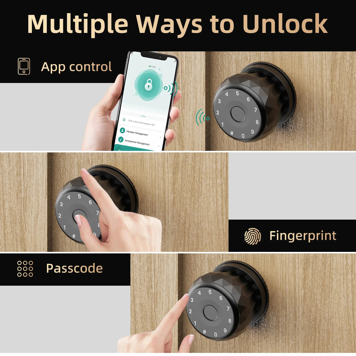 Viladepot Smart Lock Fingerprint, Passcode, App Control, Type-C Emergency Power, Indoor Door Lock - Macgyverzoutpost