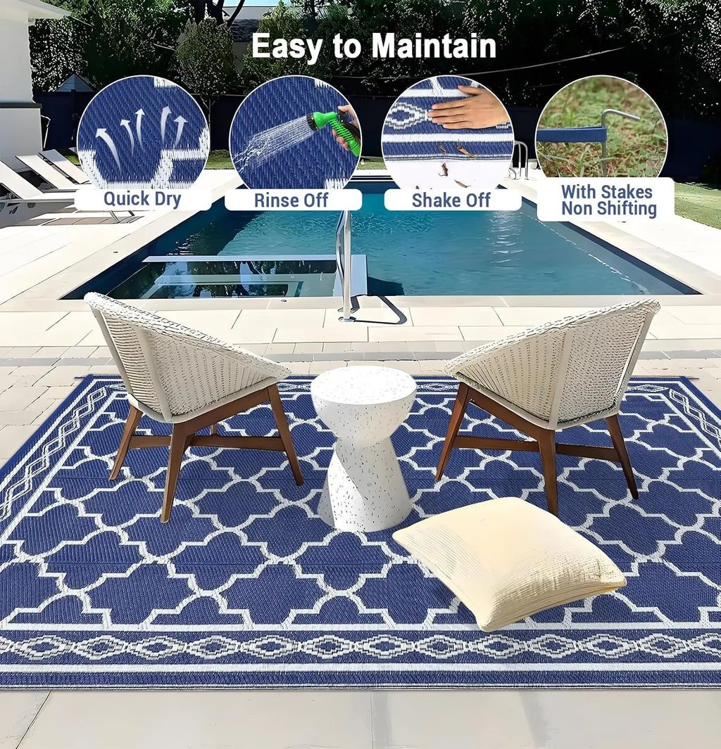 10x20 Outdoor Rug – Waterproof Foldable Reversible Plastic Straw Carpet, Large Area Mat for RV,