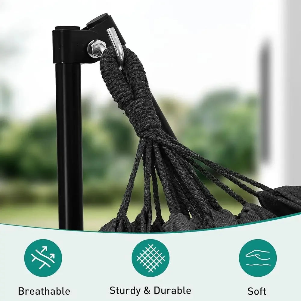 Portable Outdoor Hammock with Stand, 2-in-1 Swing Chair, Carry Bag Included, Ideal for Camping, Patio, Garden, Black