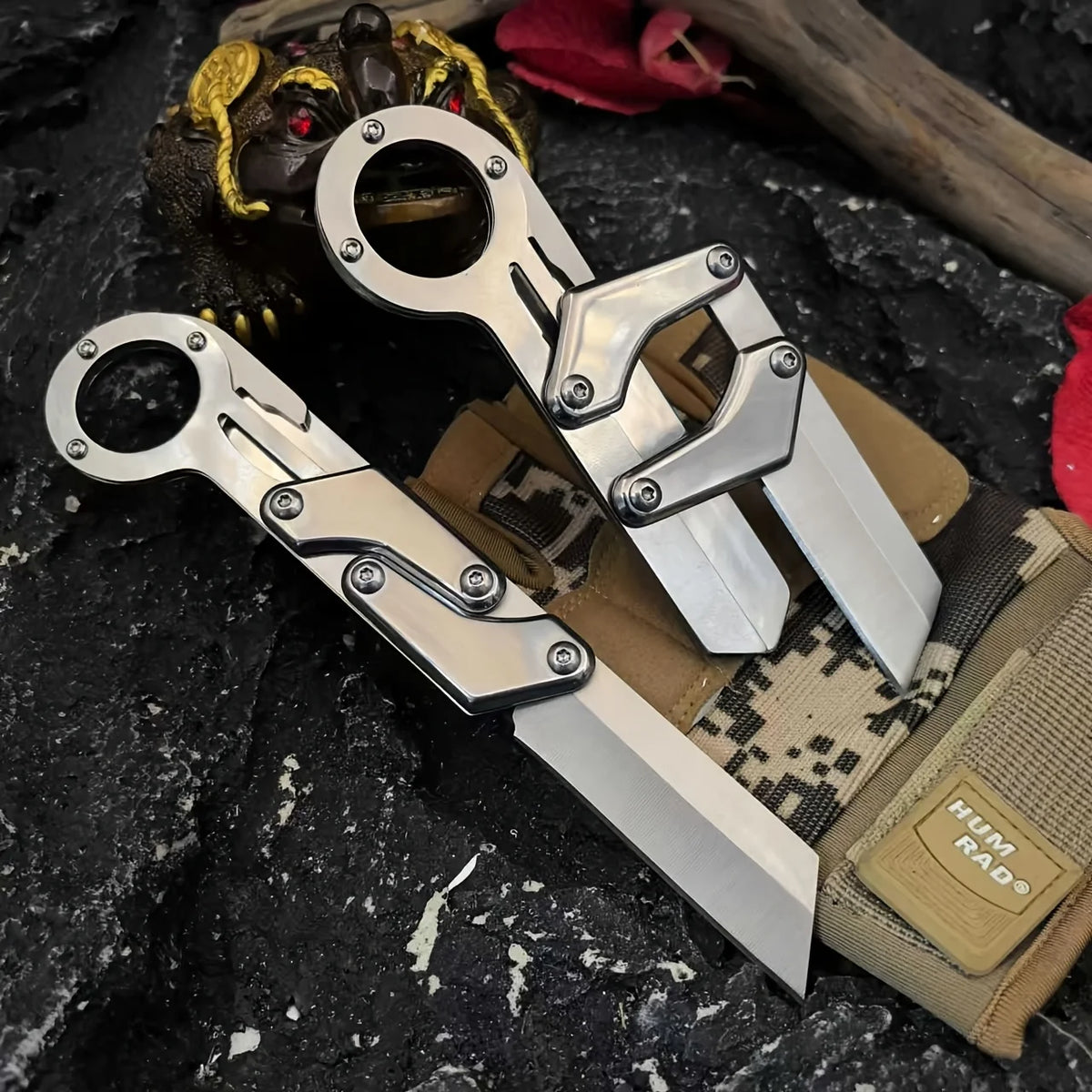 1PC Multifunctional Stainless Steel Folding Pocket Knife Creative Deformation Design for Outdoor Survival