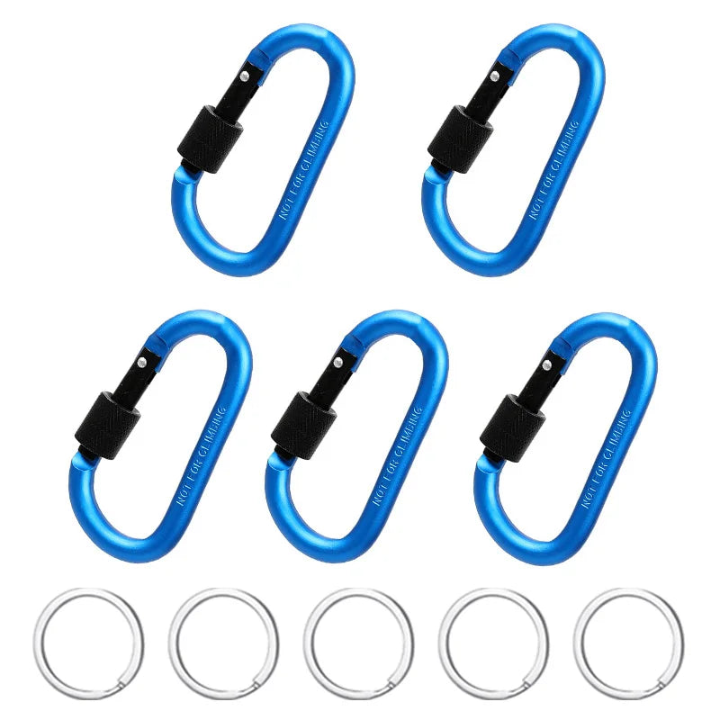 5PCS Carabiner Clip Set Aluminium Alloy Tourist Hooks Fishing Carbin Buckle Caribiner Key Holder Keychain Camping Karabiners