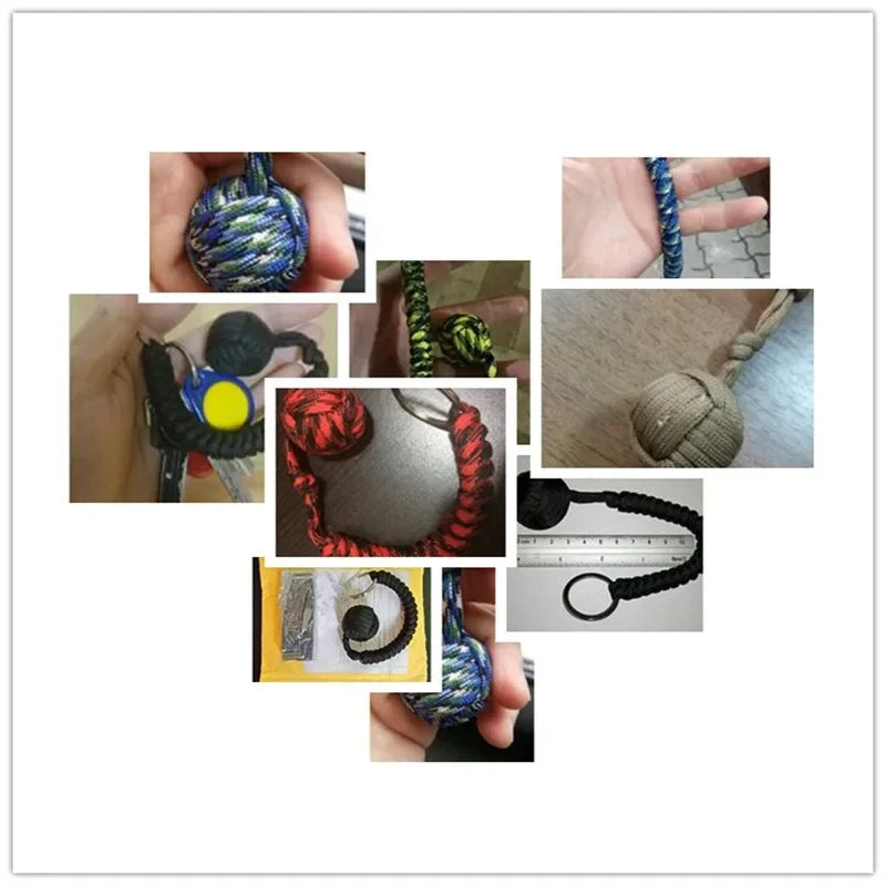 Outdoor Security Protection Black Monkey Fist Steel Ball for  Self Defense Lanyard Survival Key Chain