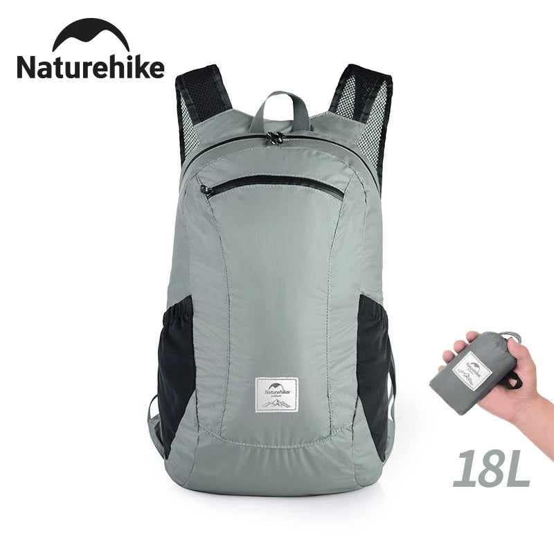 Naturehike Backpack 18L Black Ultralight Outdoor Waterproof Folding Backpack Camping Hiking Shoulder Bag