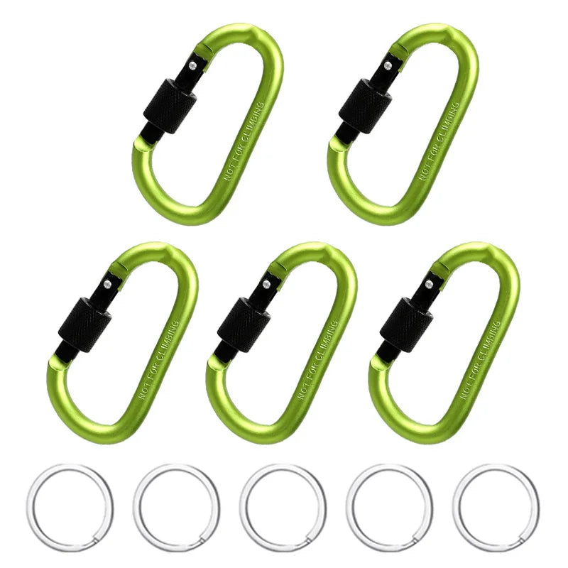 5PCS Carabiner Clip Set Aluminium Alloy Tourist Hooks Fishing Carbin Buckle Caribiner Key Holder Keychain Camping Karabiners