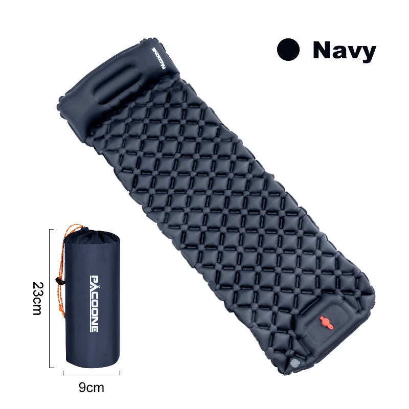 PACOONE Outdoor Sleeping Pad Camping Inflatable Mattress Built-in Pump Ultralight Air Cushion Travel Mat With Headrest For Travel - Macgyverzoutpost