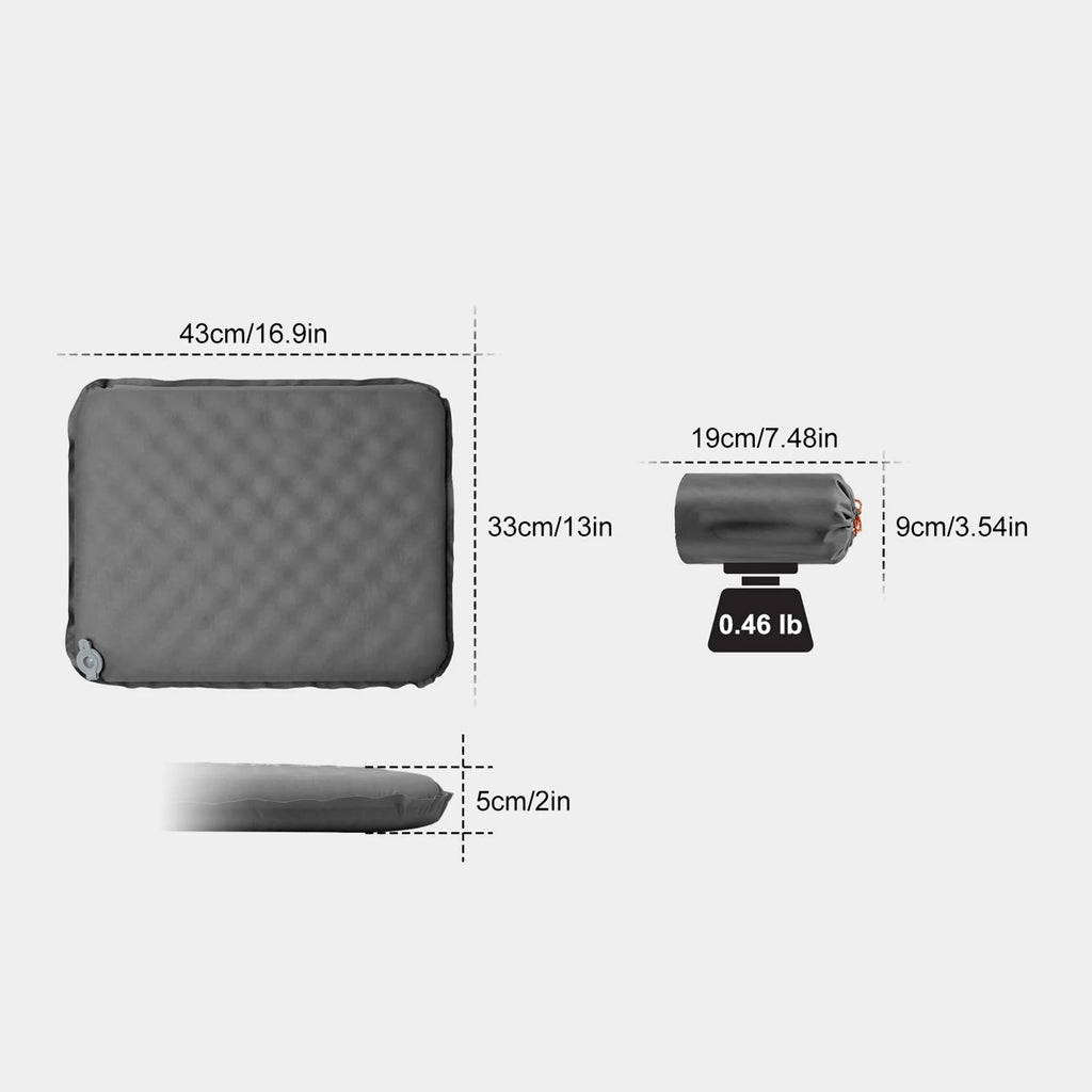 Portable Self Inflating Seat Cushion 5 Seconds Auto Inflate Camping Pad with Memory Foam Lightweight Travel Pillow for Outdoor - Macgyverzoutpost