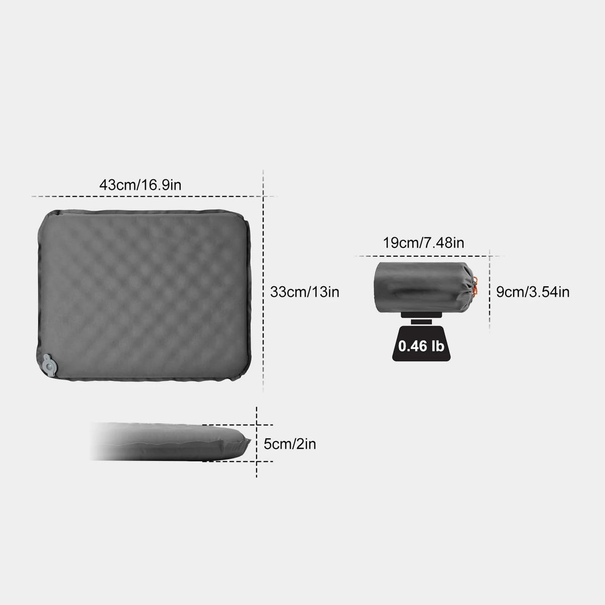 Portable Self Inflating Seat Cushion 5 Seconds Auto Inflate Camping Pad with Memory Foam Lightweight Travel Pillow for Outdoor - Macgyverzoutpost