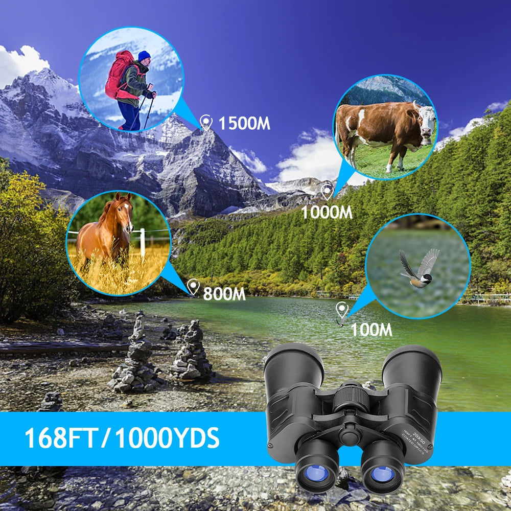 20X50 HD Binoculars BAK4 Prism FMC Green Film Low Light Night Vision Waterproof Portable Telescope with Tripod Interface for Bird Watching Hunting Stargazing Travel - Macgyverzoutpost
