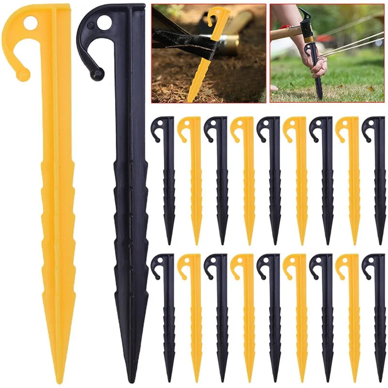 Outdoor Camping Tent Nails Sand Ground Triangular Stake Awning Camping Tools Plastic Tent Pegs Nail Accessories 20/10pcs - Macgyverzoutpost