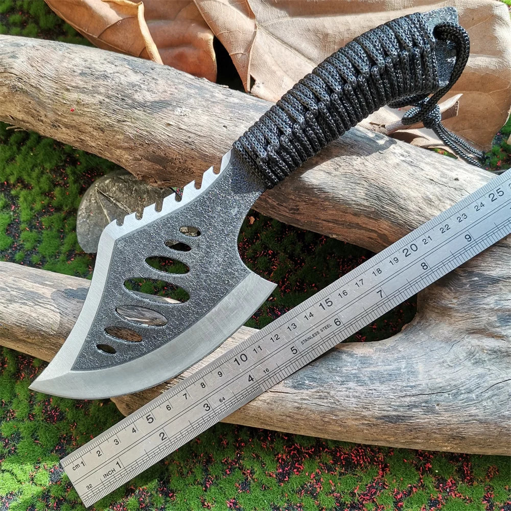 Stainless Steel Survival Hunting Tomahawk Axe - Lightweight Camping Hand Fire Axe with Paracord Handle and Nylon Sheath