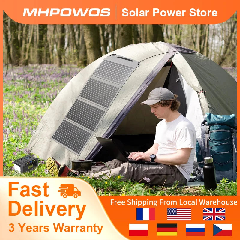 MHPOWOS 40W Foldable Solar Panel 5V USB Portable Battery Charger for Cell Phone Waterproof Power Bank - Macgyverzoutpost