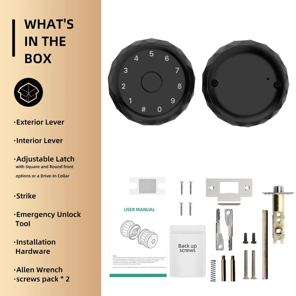 Viladepot Smart Lock Fingerprint, Passcode, App Control, Type-C Emergency Power, Indoor Door Lock - Macgyverzoutpost