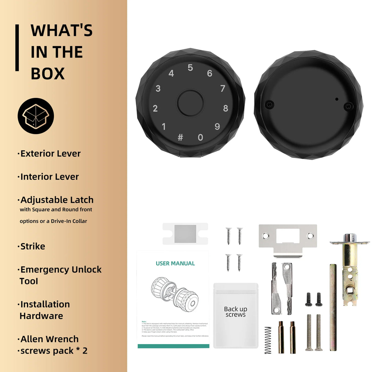 Viladepot Smart Lock Fingerprint, Passcode, App Control, Type-C Emergency Power, Indoor Door Lock - Macgyverzoutpost