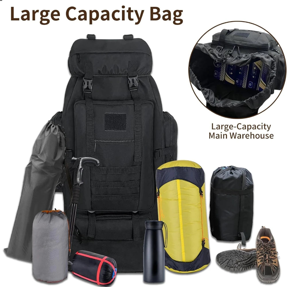 1pc 90L Hiking Daypack Backpack Expandable Waterproof Rucksack Camping Outdoor Sport Traveling Large Capacity - Macgyverzoutpost