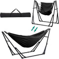 Portable Outdoor Hammock with Stand, 2-in-1 Swing Chair, Carry Bag Included, Ideal for Camping, Patio, Garden, Black