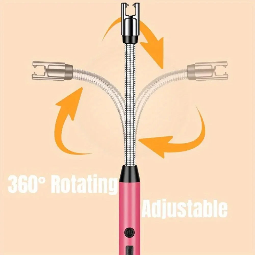 3PCS/Set USB Rechargeable Electric Lighter LED Display 360 Degree Rotation Windproof Lighters for Smokers Kitchen BBQ Candle Use